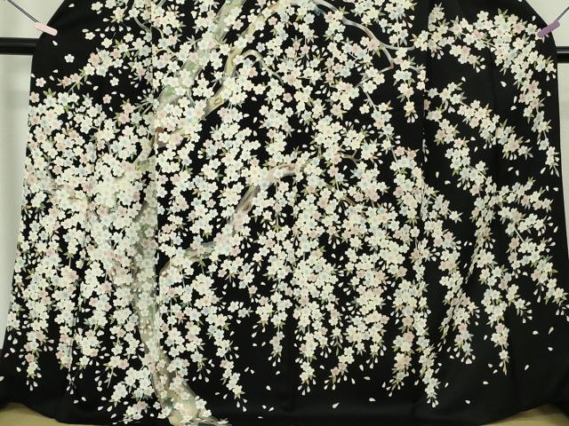 平和屋本店●極上　訪問着　夜桜　枝桜　黒地　逸品　DZAB7858kh6