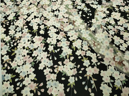 平和屋本店●極上　訪問着　夜桜　枝桜　黒地　逸品　DZAB7858kh6