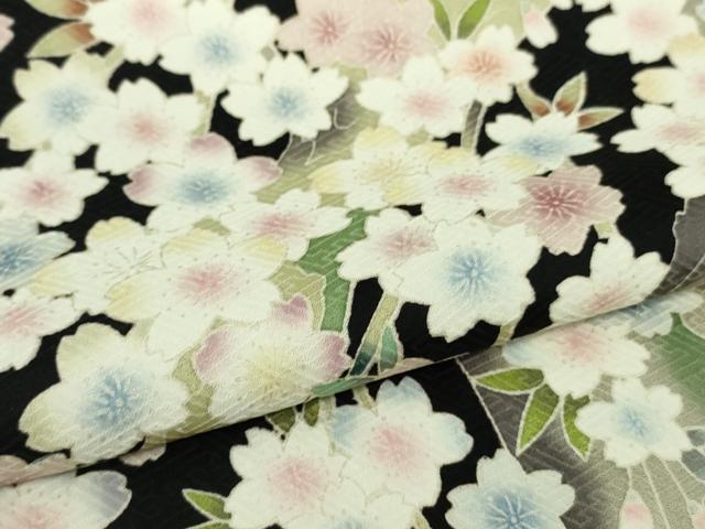 平和屋本店●極上　訪問着　夜桜　枝桜　黒地　逸品　DZAB7858kh6