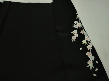 平和屋本店●極上　訪問着　夜桜　枝桜　黒地　逸品　DZAB7858kh6