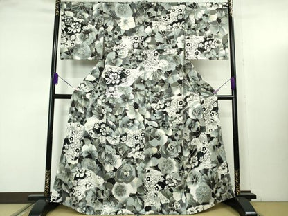 平和屋本店●極上　染色作家　斉藤三才　小紋　草花尽くし　暈し染め　逸品　DZAB7859kh6