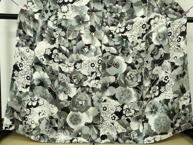 平和屋本店●極上　染色作家　斉藤三才　小紋　草花尽くし　暈し染め　逸品　DZAB7859kh6