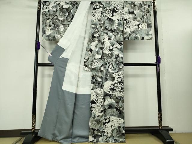 平和屋本店●極上　染色作家　斉藤三才　小紋　草花尽くし　暈し染め　逸品　DZAB7859kh6
