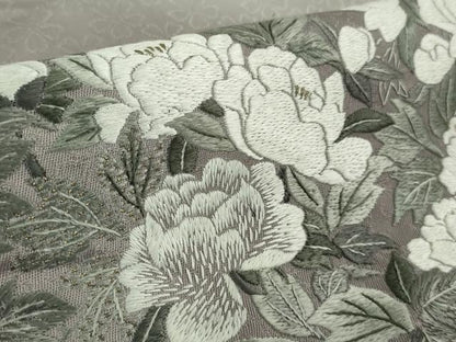 平和屋本店●極上　訪問着　総手刺繍　牡丹鼠色地　暈し染め　金糸　逸品　未使用　DZAB7861kh6