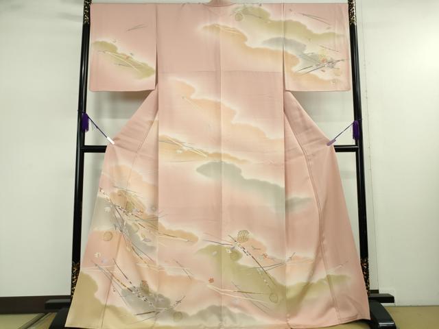 平和屋本店●極上　訪問着　駒刺繍　松葉　松ぼっくり　人色地　暈し染め　金彩　逸品　DZAB7864kh6