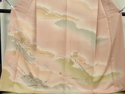 平和屋本店●極上　訪問着　駒刺繍　松葉　松ぼっくり　人色地　暈し染め　金彩　逸品　DZAB7864kh6