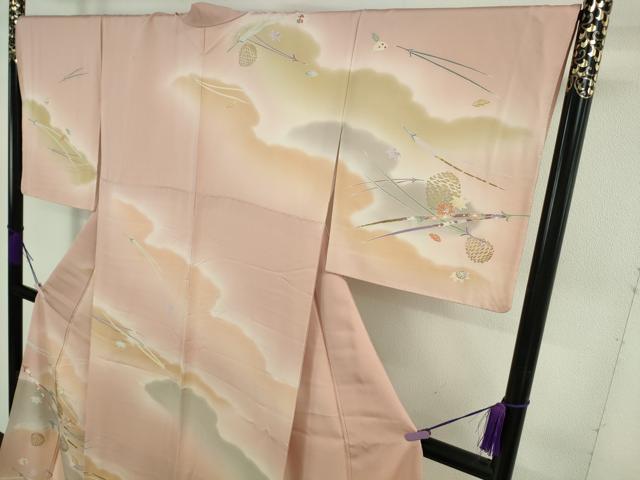 平和屋本店●極上　訪問着　駒刺繍　松葉　松ぼっくり　人色地　暈し染め　金彩　逸品　DZAB7864kh6