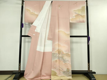 平和屋本店●極上　訪問着　駒刺繍　松葉　松ぼっくり　人色地　暈し染め　金彩　逸品　DZAB7864kh6