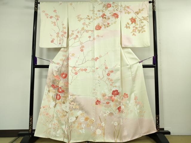 平和屋着物●極上　訪問着　枝梅　枝花文　暈し染め　逸品　DZAB7865kh6