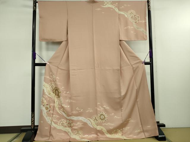 平和屋本店●極上　訪問着　正倉院花文　赤白橡色地　金彩　ロング丈　逸品　未使用　DZAB7868kh6