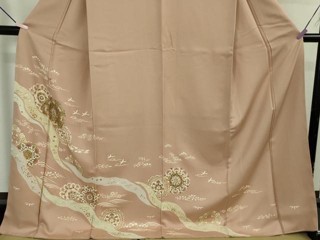 平和屋本店●極上　訪問着　正倉院花文　赤白橡色地　金彩　ロング丈　逸品　未使用　DZAB7868kh6
