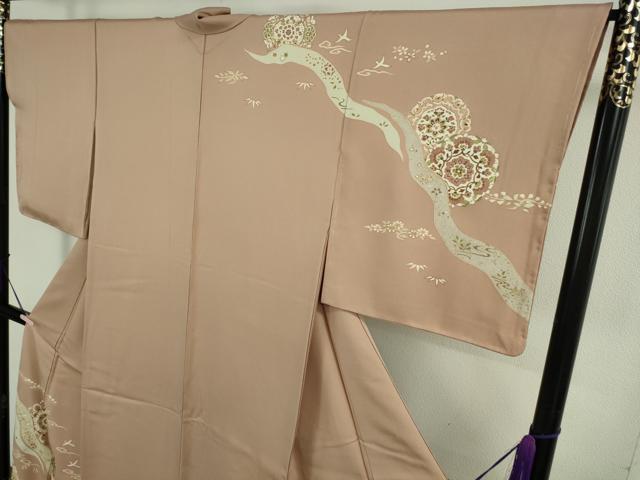 平和屋本店●極上　訪問着　正倉院花文　赤白橡色地　金彩　ロング丈　逸品　未使用　DZAB7868kh6