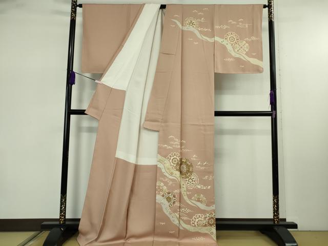 平和屋本店●極上　訪問着　正倉院花文　赤白橡色地　金彩　ロング丈　逸品　未使用　DZAB7868kh6