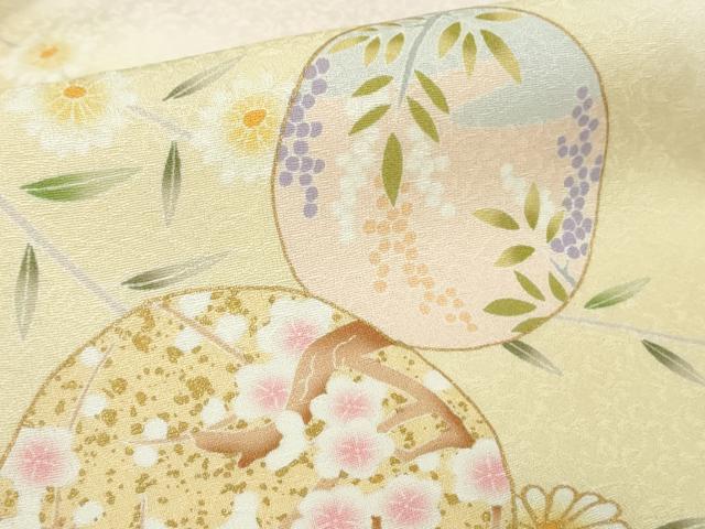平和屋本店●極上　訪問着・長襦袢(無双仕立て)セット　駒刺繍　枝垂れ花　花丸文　金彩　逸品　未使用　DZAB7870kh6
