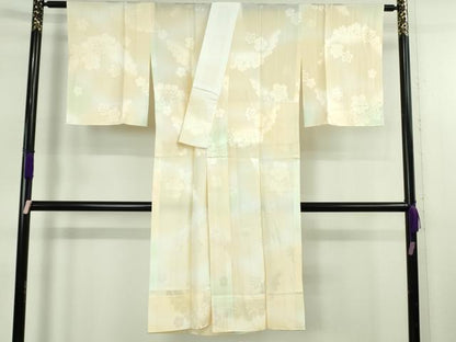 平和屋本店●極上　訪問着・長襦袢(無双仕立て)セット　駒刺繍　枝垂れ花　花丸文　金彩　逸品　未使用　DZAB7870kh6