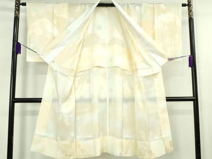 平和屋本店●極上　訪問着・長襦袢(無双仕立て)セット　駒刺繍　枝垂れ花　花丸文　金彩　逸品　未使用　DZAB7870kh6