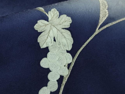 平和屋本店●極上　訪問着　総刺繍　葡萄唐草文　鉄紺色地　暈し染め　銀糸　逸品　未使用　DZAB7880kh6