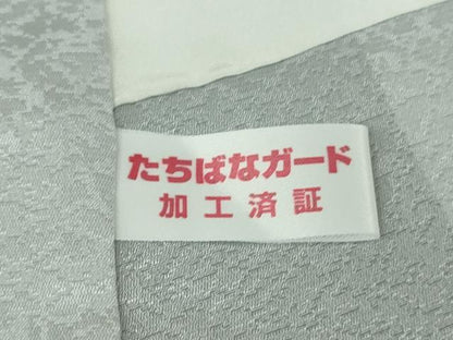 平和屋本店●極上　訪問着　総刺繍　葡萄唐草文　鉄紺色地　暈し染め　銀糸　逸品　未使用　DZAB7880kh6