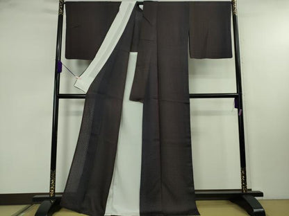 平和屋着物＊極上　夏物　タッサーシルク　野蚕糸　籠目地紋　暈し染め　反端付き　逸品　DZAB7888kh6