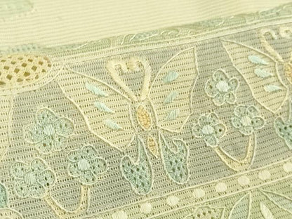 平和屋着物＊極上　夏物　中国三大刺繍　スワトウ刺繍　汕頭刺繍　訪問着　絽　舞蝶唐草鳥文　暈し染め　砥粉色地　逸品　DZAB7892kh6