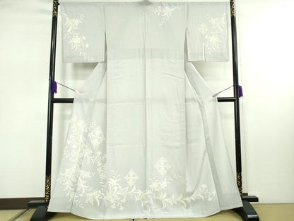 平和屋本店＊極上　夏物　訪問着　絽　更紗花文　乳白色地　金彩　逸品　DZAB7893kh6