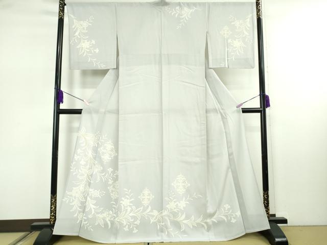 平和屋本店＊極上　夏物　訪問着　絽　更紗花文　乳白色地　金彩　逸品　DZAB7893kh6