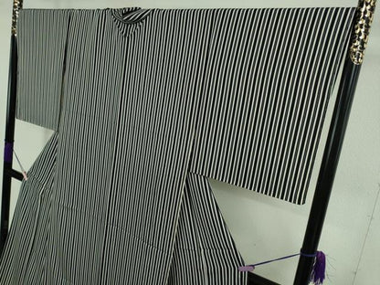 平和屋本店●極上　小紋　縞　反端付き　逸品　未使用　DZAB7896kh6