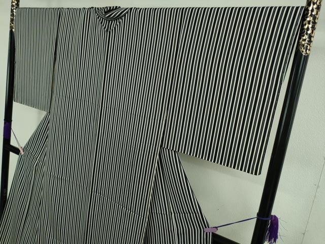 平和屋本店●極上　小紋　縞　反端付き　逸品　未使用　DZAB7896kh6