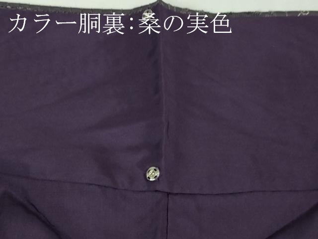平和屋本店●極上　中国三大刺繍　スワトウ刺繍　汕頭刺繍　総刺繍　本場縞大島紬　市松花文　藤煤竹色地　逸品　未使用　DZAB7903kh6