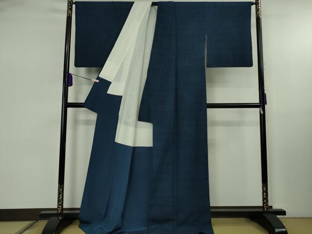 平和屋本店●極上　綿薩摩　東郷織物謹製　手織　160亀甲　實篤　永江明夫　正藍染　逸品　DZAB7916kh6