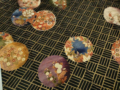 平和屋本店●希少　西陣　河合美術織物謹製　振袖　花丸文　黒地　金彩　逸品　DZAB7920kh6