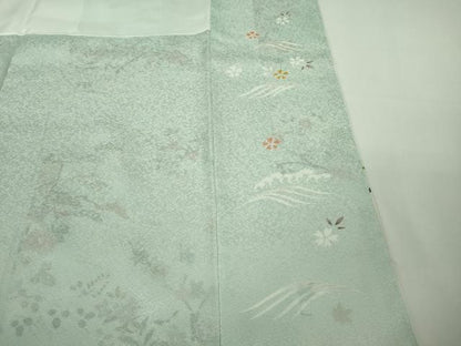 平和屋本店●極上　訪問着　駒刺繍　御所車花文　白藍色地　暈し染め　金彩　逸品　未使用　DZAB7922kh6