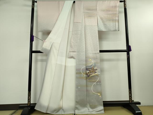 平和屋本店●極上　人間国宝　福田喜三郎　訪問着　刺繍　色紙萩文　紐文　暈し染め　金糸　ますいわ屋扱い　逸品　DZAB7924kh6
