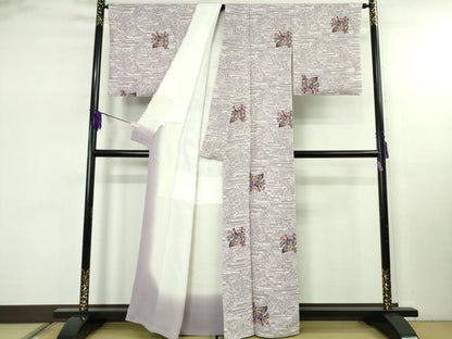 平和屋本店●最高級　城間栄順　本場琉球紅型　小紋　草花文　染と織　琉藍　反端付き　逸品　DZAB7928kh6