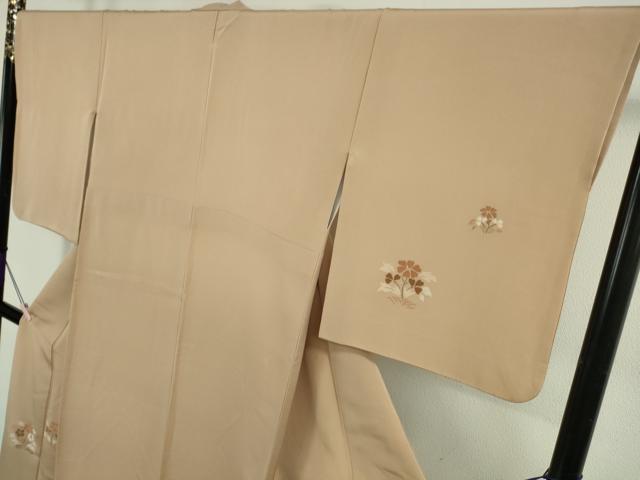 平和屋本店●極上　京都老舗銘店・に志田　訪問着　刺繍　草花　伽羅色地　金糸　たとう紙付き　逸品　DZAB7930kh6