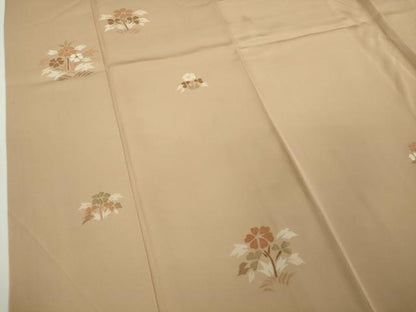 平和屋本店●極上　京都老舗銘店・に志田　訪問着　刺繍　草花　伽羅色地　金糸　たとう紙付き　逸品　DZAB7930kh6