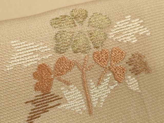 平和屋本店●極上　京都老舗銘店・に志田　訪問着　刺繍　草花　伽羅色地　金糸　たとう紙付き　逸品　DZAB7930kh6