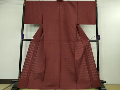 平和屋本店＊希少　沖縄県最高級織物　夏物　首里花倉織　首里織　花織・絽織・紗織　葡萄茶色地　逸品　DZAB7939kh6