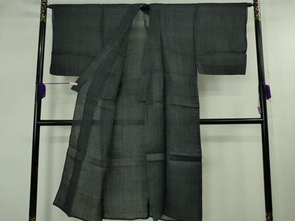 平和屋着物＊極上　夏物　男性　重要無形文化財　本場宮古上布　苧麻　縞　逸品　DZAB7941kh6