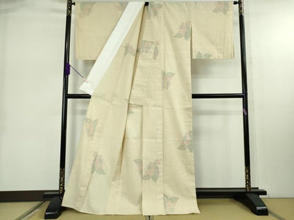 平和屋本店●極上　本場結城紬 重要無形文化財 100亀甲 飛び亀甲柄 奥順謹製　舞蝶文　薄い蒸栗色地　証紙付き　逸品　未使用　DZAB7945kh6