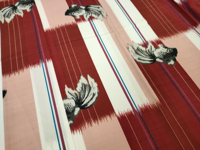 平和屋着物∴極上　夏物　撫松庵　小紋・浴衣兼用　セオアルファ　金魚　洗える着物　逸品　DZAB7950kh6