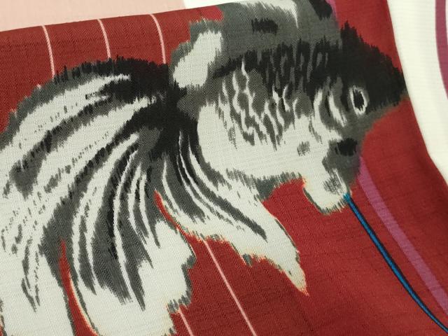 平和屋着物∴極上　夏物　撫松庵　小紋・浴衣兼用　セオアルファ　金魚　洗える着物　逸品　DZAB7950kh6