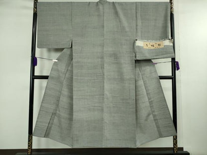 平和屋本店▽極上　男性　結城ちぢみ　単衣　小倉謹製　小倉太々　今幡部　鼠色　証紙付き　逸品　DZAB7954kh6