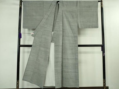 平和屋本店▽極上　男性　結城ちぢみ　単衣　小倉謹製　小倉太々　今幡部　鼠色　証紙付き　逸品　DZAB7954kh6