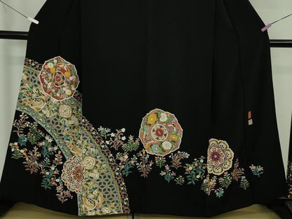 平和屋本店●極上　本加賀友禅作家　奥原一就　黒留袖　鳳凰花蝶文　逸品　DZAB7960kh6