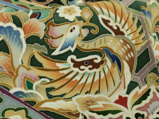 平和屋本店●極上　本加賀友禅作家　奥原一就　黒留袖　鳳凰花蝶文　逸品　DZAB7960kh6