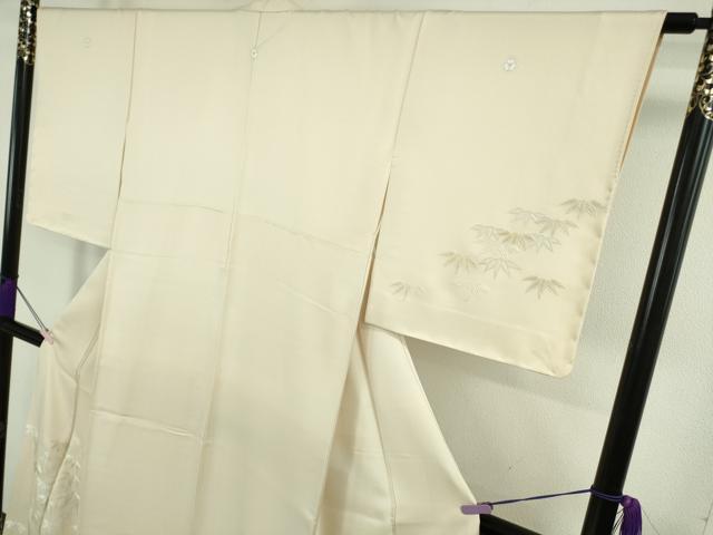平和屋本店●極上　訪問着　総手刺繍　笹文　鳥の子色地　金糸　反端付き　逸品　未使用　DZAB7972kh6