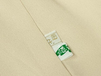 平和屋本店●極上　訪問着　総手刺繍　笹文　鳥の子色地　金糸　反端付き　逸品　未使用　DZAB7972kh6