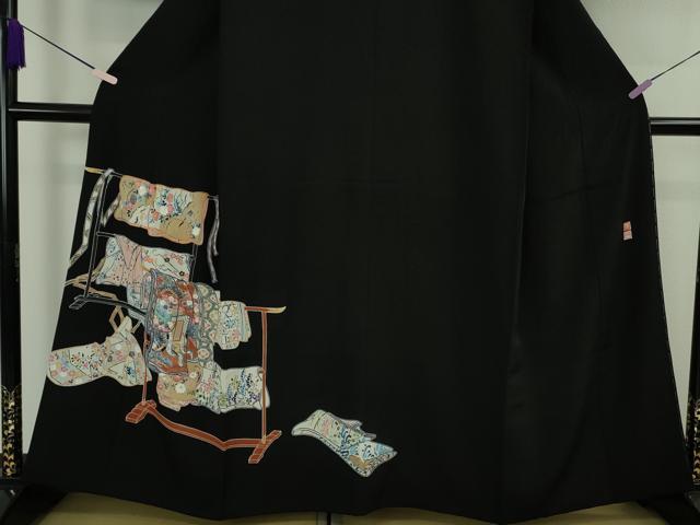 平和屋着物●極上　江戸友禅　木下冬彦　黒留袖　銀座きしや　刺繍　誰が袖文様　銀糸　たとう紙付き　逸品　DZAB7976kh6