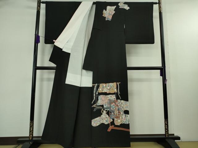 平和屋着物●極上　江戸友禅　木下冬彦　黒留袖　銀座きしや　刺繍　誰が袖文様　銀糸　たとう紙付き　逸品　DZAB7976kh6